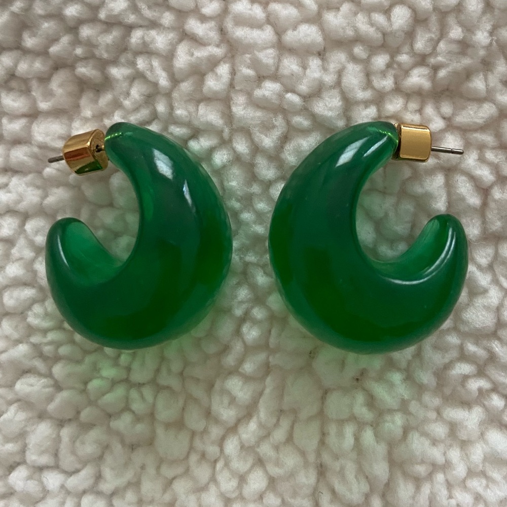 Kate Spade New York wide resin hoop earrings, greed